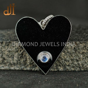 Gemstone Gold Vermeil 925 Silver Pave Diamond Bail Enamel HEART Pendant, ENAMEL Jewelry, Love PENDANT, Summer Jewelry, Jewelry Gifts