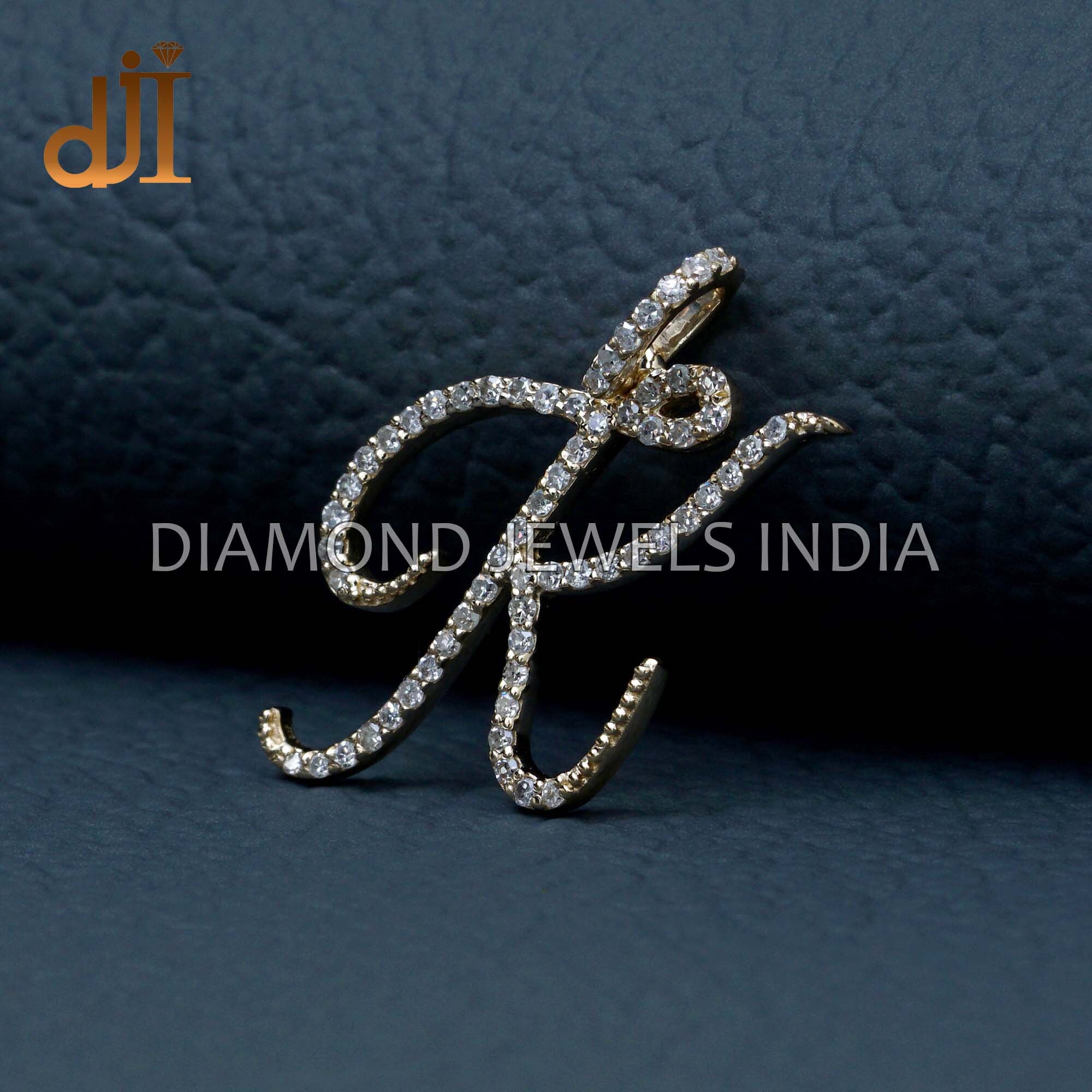 14k Gold Pave Diamond Initial K Pendant - Unisex Charm