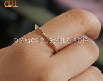 14k Solid Gold Bar Ring: Minimalist Stacking Jewelry
