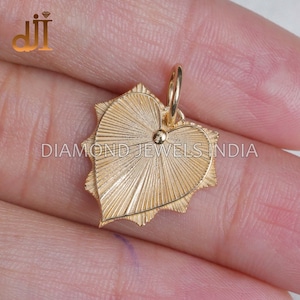 Ciondolo a forma di cuore in oro 14k, ciondolo a forma di cuore minimalista, ciondolo per bracciale/collana, ciondolo a forma di cuore da 15 mm, gioielleria raffinata in oro 14k