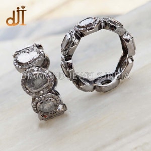 Handmade Slice Diamond Eternity Band Ring: 925 Silver Pave Jewelry