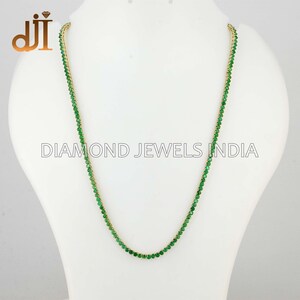 Emerald Tennis 14k Gold Necklace, Single Line Delicate Necklace, May Birthstone Emerald Jewelry, 14k Gold Necklace, Long Necklace Jewelry