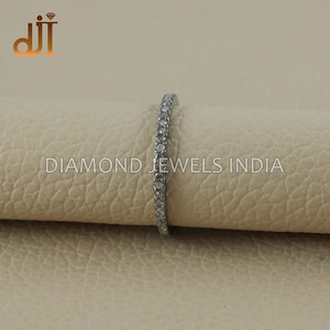 Natural Champagne Pave Diamond Oxidized 925 Silver Handmade Eternity Single Line Band Stack Delicate Ring Jewelry, Diamond Jewels India
