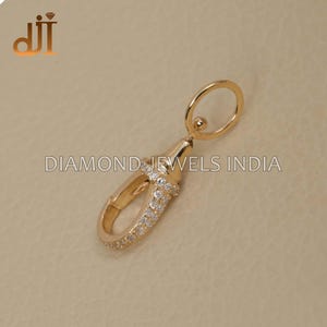 14k Gold Diamond Clasp Lock Finding Jewelry Accessories, Pendant Holder Clasp Lock, Push Lock Finding, Necklace Enhancer Lock Finding New