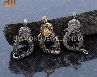 Pave Diamond Lobster Clasp: Handmade 925 Silver Gold Plated Jewelry Finding