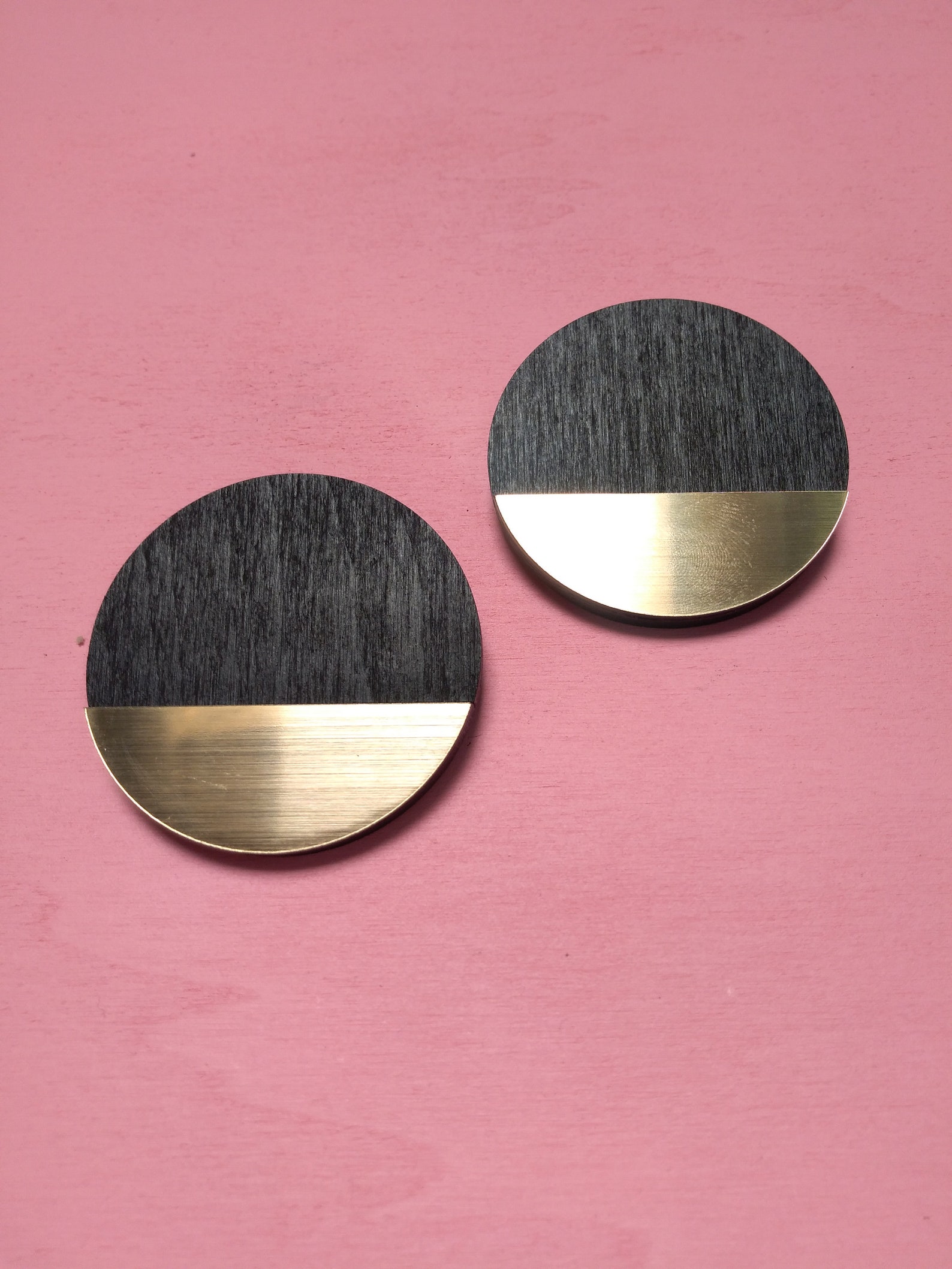 Black & Gold Large Statement Earrings / Golden Ratio Earrings / Modern