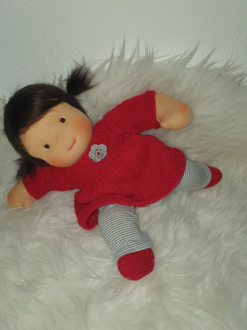 Glücksmäuschen Felicia Stoffpuppe, Stoffpuppe nach Waldorfart, Kuschelpuppe, Babypuppe, Waldorfpuppe Bild 3