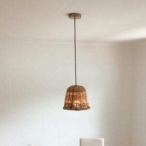 RATTAN HANGING LAMP Pendant Wicker Lampshade Boho Cord Light Wedding Decor Lights Housewarming Gift image 1