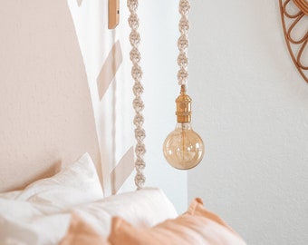 MACRAME HANGING LAMP - Pendant Rope Light - Hanging Rope Lamp - Macrame Cord Light - Wedding Decor Lights - Housewarming Gift