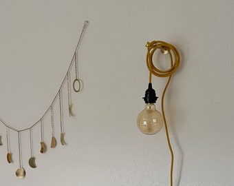 GOLD Plug-In Lamp Kit Swag Pendant Light - Shade Ready Hanging Socket 9 Feet Cord Set & thumb Switch - DIY Lighting