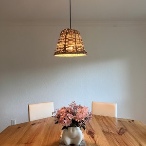 RATTAN HANGING LAMP Pendant Wicker Lampshade Boho Cord Light Wedding Decor Lights Housewarming Gift image 2