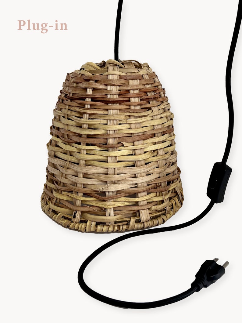 RATTAN HANGING LAMP Pendant Wicker Lampshade Boho Cord Light Wedding Decor Lights Housewarming Gift Plug-in