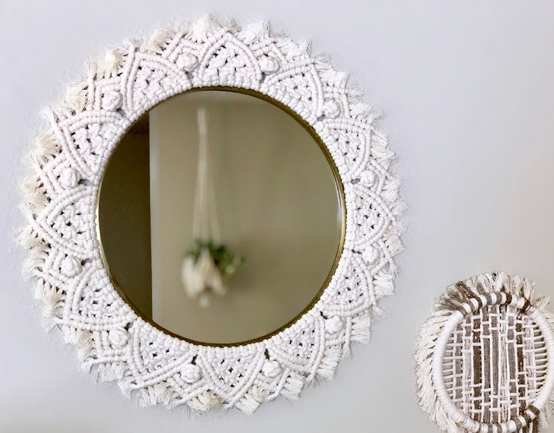Macrame Round Mirror Handmade Wall Decor Handcrafted Art Decorative For Living Room Bedroom Baby Nursery Home - Handmade Wall Art Macrame Round Mirror Handmade Wall Decor Handcrafted Art Decorative For Living Room Bedroom Baby Nursery Home - Handmade Wall Art
