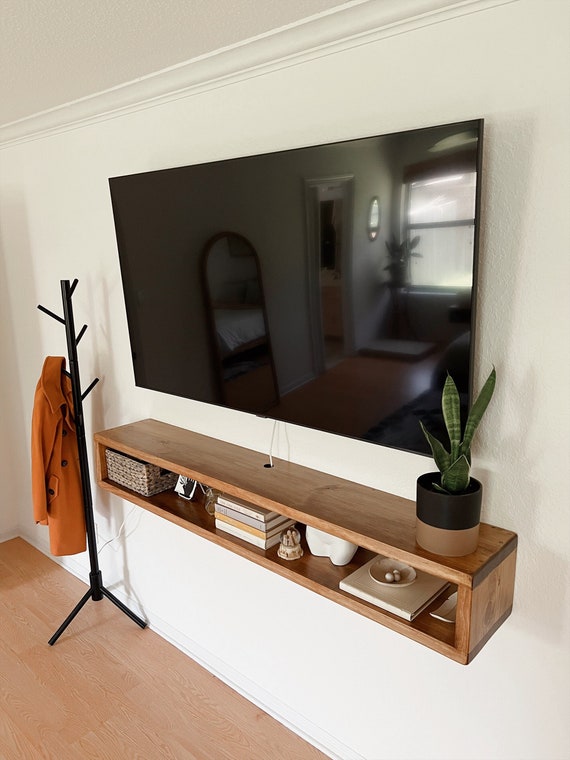  Mesa auxiliar de pared Mueble de TV flotante consola de TV de 2  niveles Soporte de TV Soporte de TV para escritorio de almacenamiento de TV  DELICATEWNN (color: A-55.1 x 9.3
