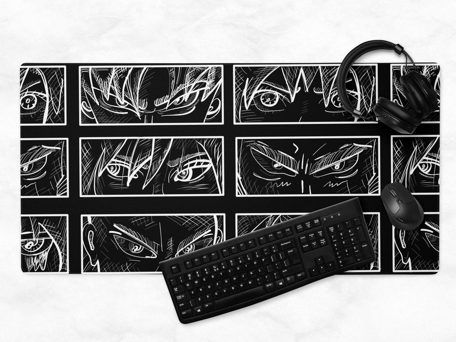 Anime Sketch Faces Manga Desk Mat Gaming Large Mouse Pad Desk Etsy