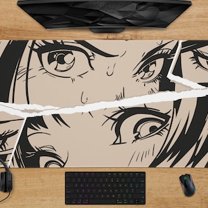 Anime girl manga Desk Mat, Comic aesthetic gaming large Mouse Pad XXL