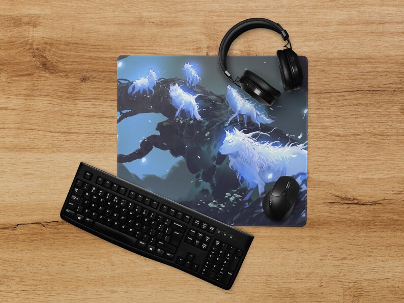 Fantasy Wolves Desk Mat Magic Forest Aesthetic Landscape - Etsy