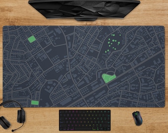 City street map abstract Desk Mat, GPS navigation gaming large Mouse Pad XXL