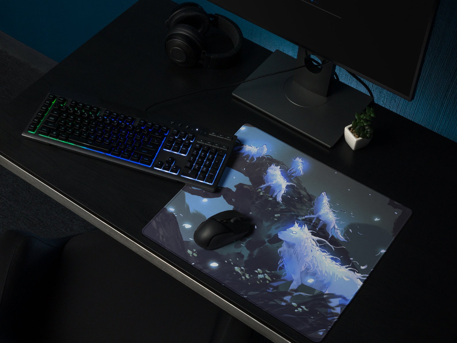 Fantasy Wolves Desk Mat Magic Forest Aesthetic Landscape - Etsy