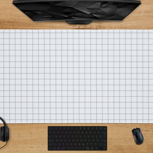 Grid drafting paper Desk Mat, White engineer gaming large Mouse Pad XXL