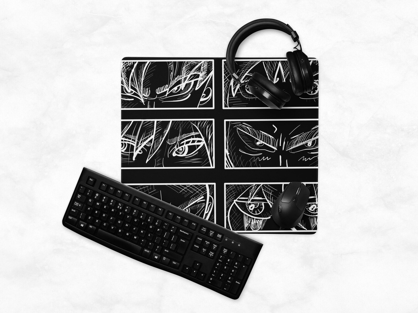 Anime Sketch Faces Manga Desk Mat Gaming Large Mouse Pad Desk Etsy