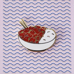 Poke Bowl Enamel Pin | Hawaiian Food Pin | Hawaii Souvenir Gift | Cute Foodie Hard Enamel Pin