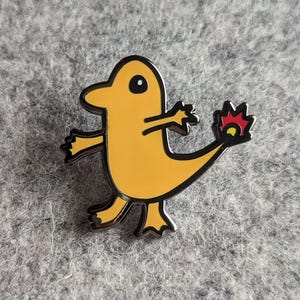 SIZZLE LIZARD Hard Enamel Pin | Funny Orange Fire Parody | Anime Gamer Gift | Collectible Pin