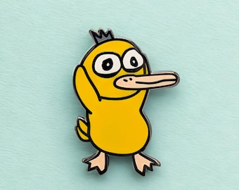 ANXIETY DUCK Hard Enamel Pin | Funny Yellow Psychic Parody | Anime Gamer Gift | Collectible Pin