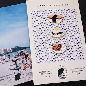 Hawaii Foodie Hard Enamel Pin Set - Poke Bowl, Loco Moco, Spam Musubi - Hawaiian Gift, Hawaiian Souvenir