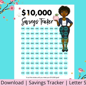 10,000 Dollar Savings Tracker | Budget Planner Printable, Savings Printable, Savings Challenge, Goal Tracker, Habit Tracker, PDF, Black Biz