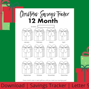 12 Month Christmas Savings Tracker | Budget Planner Printable, Savings Printable, Savings Challenge, Goal Tracker, Habit Tracker, Minimalist