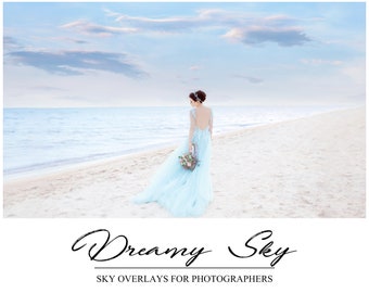 Dreamy Sky Overlays - Photoshop Overlays - Pastel Sky - Photography Background - Cloudy Sky Background - Sky Backdrop - Photographers Tool