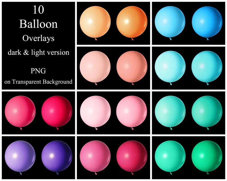Pastel Balloon Overlays Overlays Photography Etsy