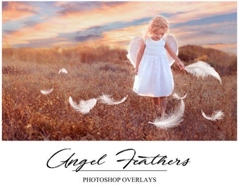 Angel Feather Overlays - Photoshop Overlays - Angel Overlay - Dreamy Feathers - White Feather - PNG - Photo Overlays - Photographers Tool