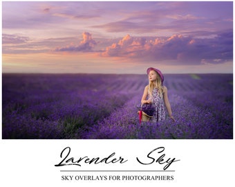Superposiciones del cielo púrpura - Photoshop Overlay - Lavender Sky - Fondo fotográfico - Fondo del cielo de la puesta del sol - Fondo del cielo vibrante - Cielo de la noche