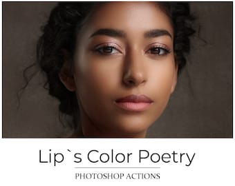 Lip Color PS-acties - Lippenstiftacties - Retoucheeracties - Portret Photoshop-acties - Fotobewerking - Fotografentool - Photoshop CC