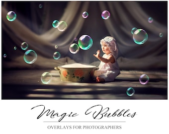 Superposiciones de burbujas de jabón - Superposiciones de Photoshop - Superposición de fotografía - Superposiciones coloridas de Bubble PS - Magia - PNG - Fondo transparente