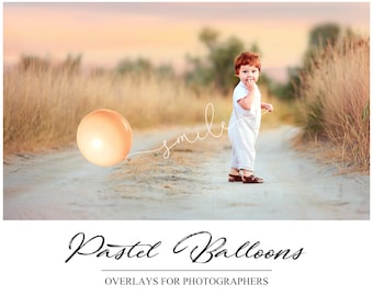 Superposiciones de globos pastel - Superposiciones de Photoshop - Superposición de fotografía - Globos coloridos PS Superposiciones - PNG - Fondo transparente