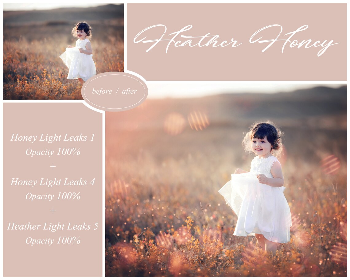 Honey Gold Light Overlays - Photoshop Overlays - Light Leaks Overlay