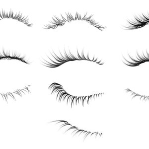 Eyelashes Overlays PNG on Transparent Background Portrait Retouch Lashes PNG Photoshop Overlay Photographer Tool image 6