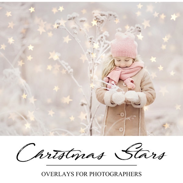 Gold Stars Overlays - Christmas Bokeh Overlay - Christmas Overlay - Gold Bokeh - Winter Overlay for Photoshop - PS Overlay - Holidays