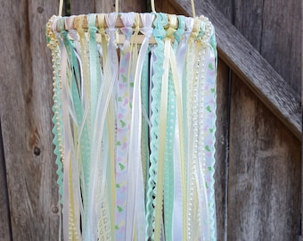 Nursery Mobile - Mint and Ivory Ribbon