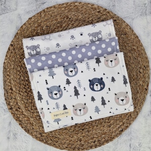 Bear Burp Cloth, Dancing Bear Burp Cloth, Woodland Bear Burp Cloth, Spit Up Cloth, Absorbent Flannel Terry Burp Cloth, Handmade Baby Gift