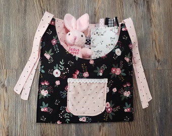 Floral Crib Pocket, Girl's Nursery Organizer, Baby Crib Storage, Diaper Storage, Black and Pink Nursery, Toddler Bed Side Pocket, Bed Pocket
