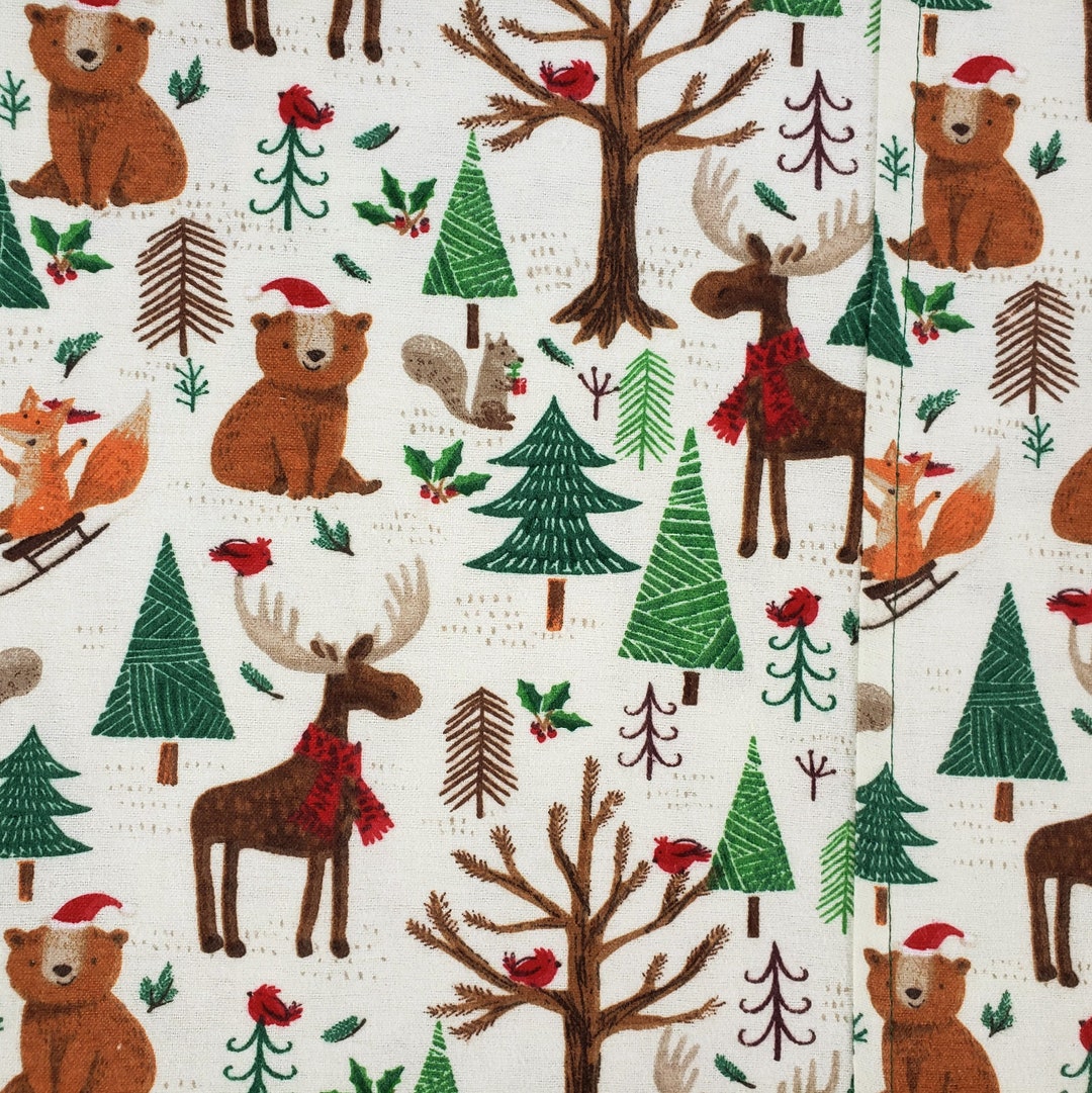 Woodland Christmas Pillowcase, Moose Pillowcase, Winter Pillowcase, Flannel Pillowcase, Standard