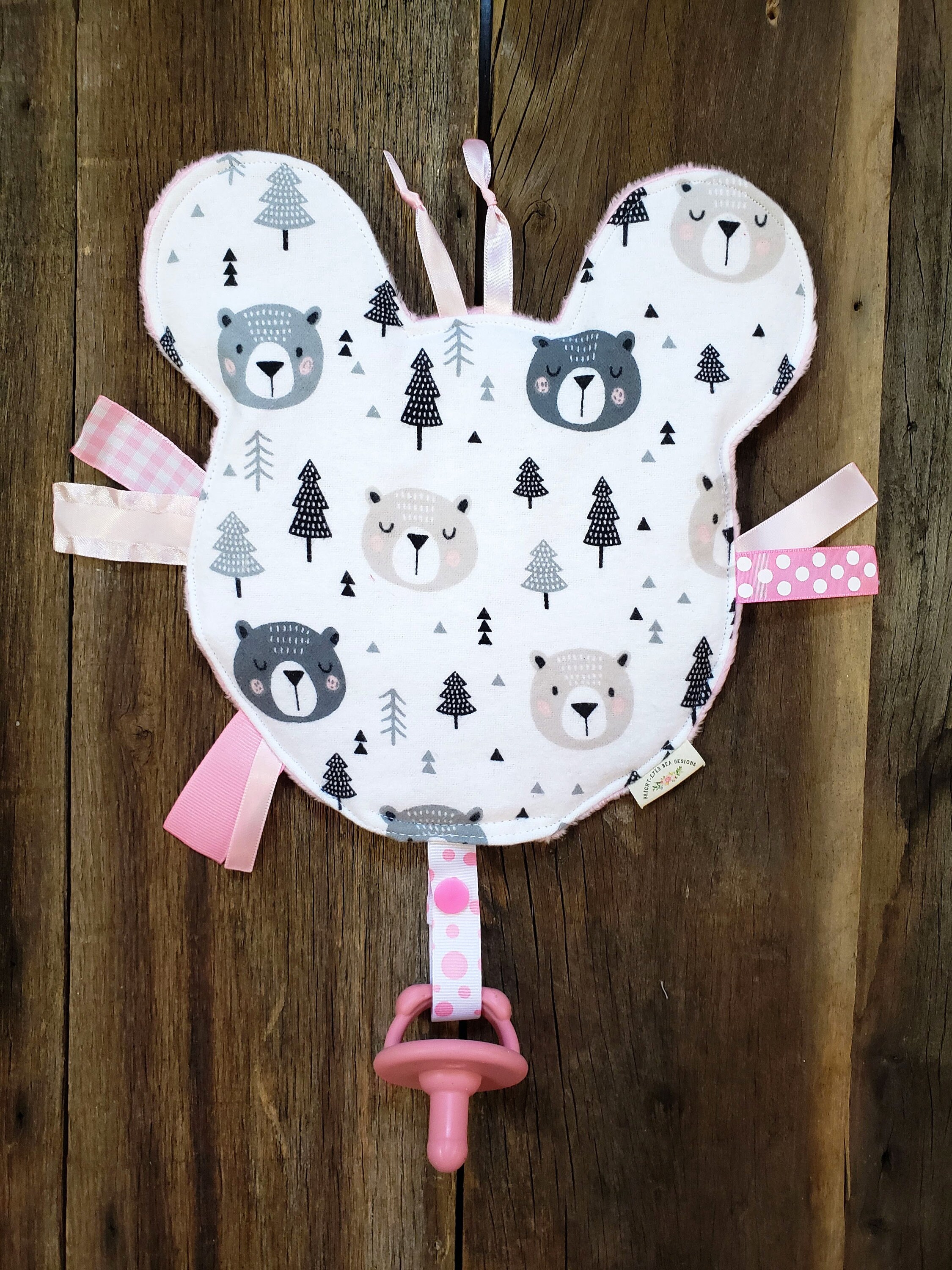 Pacifier Holder Bear Pacifier Holder Bear Crinkle Toy Bear Etsy