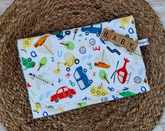 Transportation Burp Cloth, Absorbent Flannel Terry Burp Rag, Baby Boy Gift