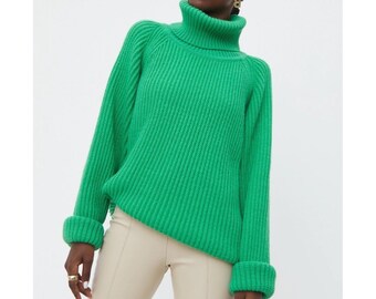 slime green turtleneck