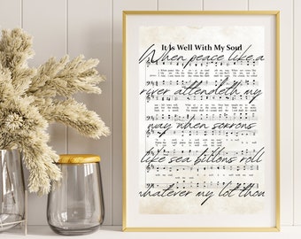 It Is Well With My Soul Print Digital Hymn Digital Download Printable Vintage Sheet Music Instant Download Antique Hymn Inspirational Quote