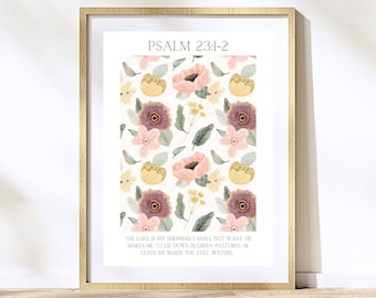 Psalm 23 Floral Pattern DIGITAL DOWNLOAD